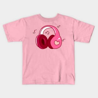 Pink Headphones Kids T-Shirt